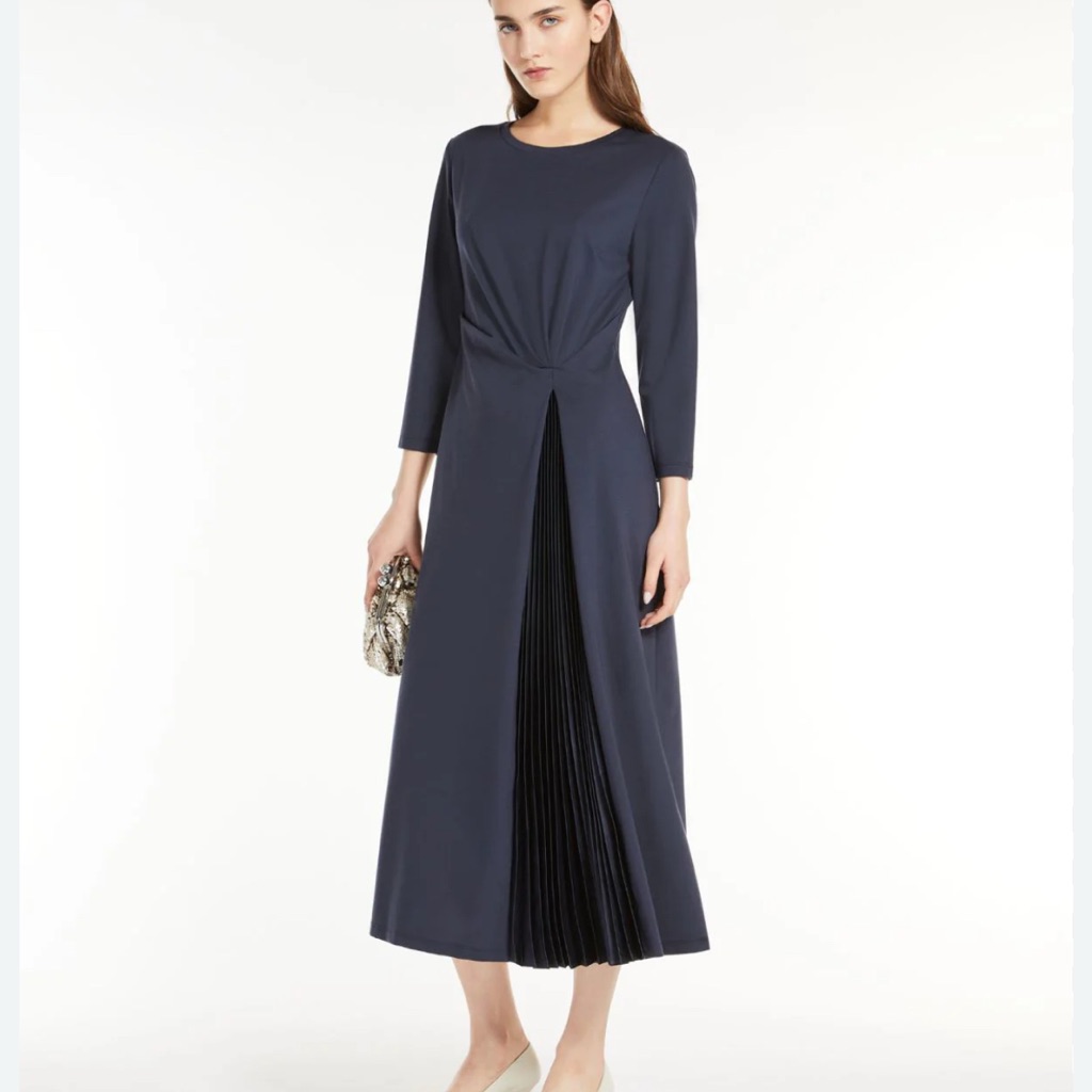 Weekend Max Mara Gessy Blue Long Sleeve Midi Dress